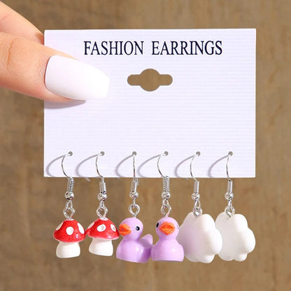 Eleganza Italiana Cute Cartoon Duck Drop Earrings Set for Women Animal Butterfly Heart Girl Kids Dangle Earring Y2K Geometric Trendy Jewelry Gifts Streetwear high fashion shein amazon temu target Walmart online