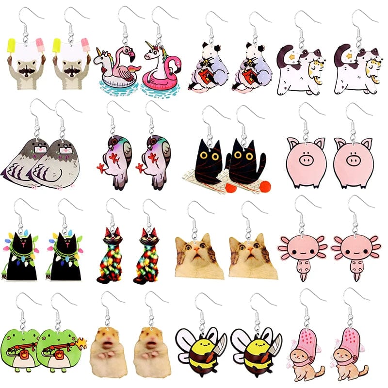 Eleganza Italiana Cute Cat Design Dangle Earrings Acrylic Jewelry Adorable Gift For Women Girls Daily Casual Frog Bee Pig Hamster Streetwear high fashion shein amazon temu target Walmart online