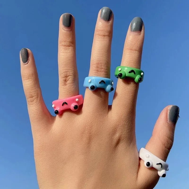 Eleganza Italiana Cute Smile Frog Rings For Kids Girls Funny Cartoon Animal Rings Aesthetic Jewelry Greative Friendship Party Travel Gifts Streetwear high fashion shein amazon temu target Walmart online