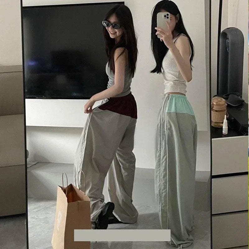 Eleganza Italiana Deeptown Harajuku Parachute Cargo Pants Women Kpop Oversized Korean Y2k Streetwear Patchwork Trousers Jogging Sweatpants Hippie Streetwear high fashion shein amazon temu target Walmart online