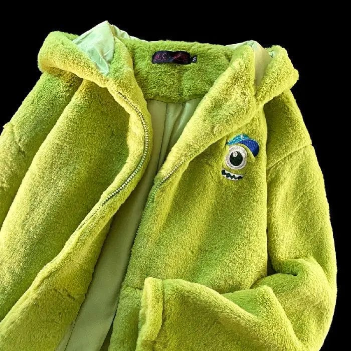 Eleganza Italiana Disney Monsters University Cartoon Embroidered Hoodies Women Men Plush Tops Zipper Coat Big Eyed Mike Cute Jacket Y2k Clothes Streetwear high fashion shein amazon temu target Walmart online