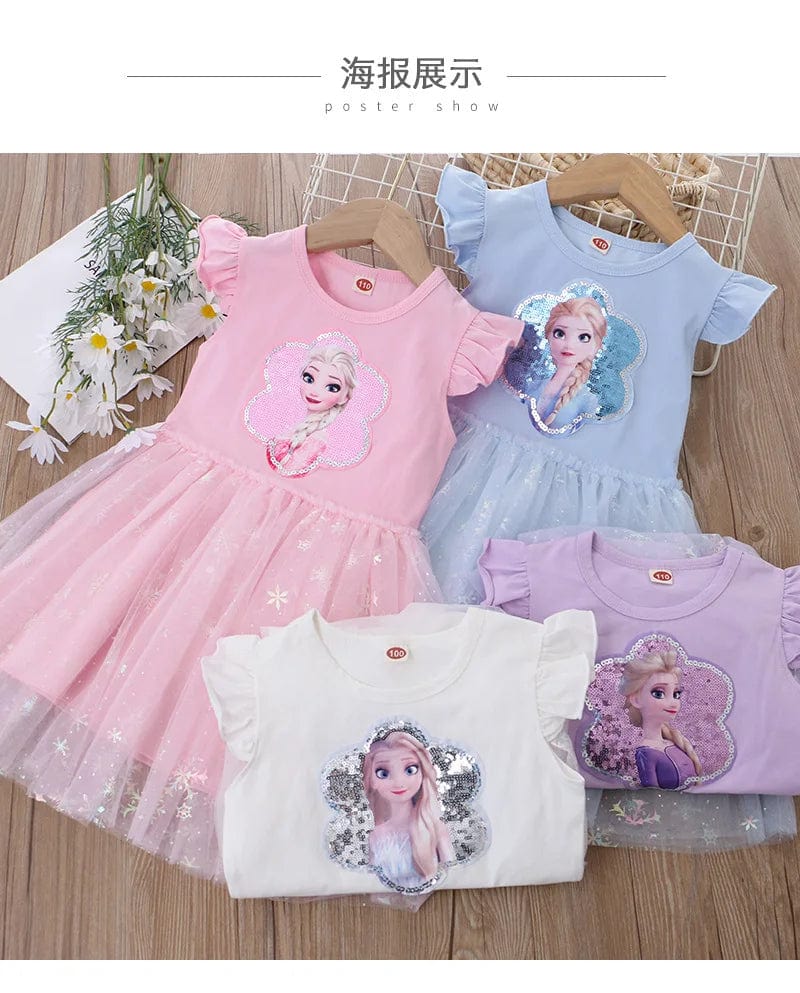 Eleganza Italiana Disney Summer New Girls Dress for Children Frozen Elsa Anna Princess Girl clothes Short Sleeve Ball Gown Carnival Party Dresses Streetwear high fashion shein amazon temu target Walmart online