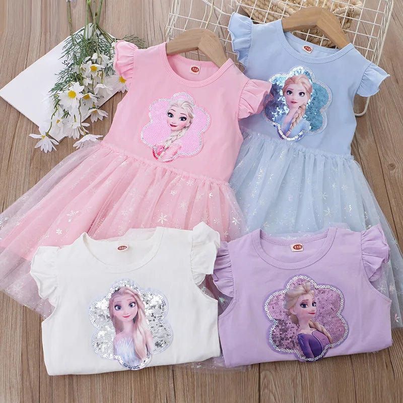 Eleganza Italiana Disney Summer New Girls Dress for Children Frozen Elsa Anna Princess Girl clothes Short Sleeve Ball Gown Carnival Party Dresses Streetwear high fashion shein amazon temu target Walmart online