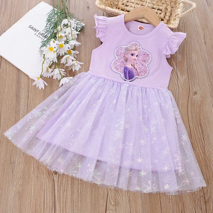 Eleganza Italiana Disney Summer New Girls Dress for Children Frozen Elsa Anna Princess Girl clothes Short Sleeve Ball Gown Carnival Party Dresses Streetwear high fashion shein amazon temu target Walmart online