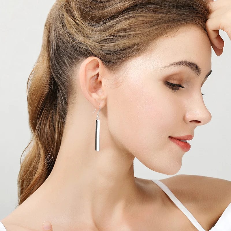 Eleganza Italiana DOTEFFIL 100% 925 Sterling Silver Square Pillar Drop Earrings Female Fashion Jewelry Women Lady Christmas Gift Free Shipping Streetwear high fashion shein amazon temu target Walmart online