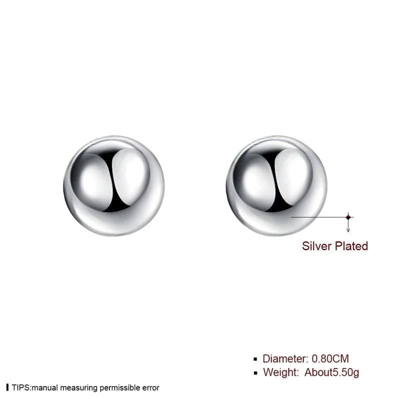 Eleganza Italiana DOTEFFIL 925 Sterling Silver 8/10/12mm Round Smooth Solid Bead Ball Stud Earrings For Women Wedding Engagement Party Jewelry Streetwear high fashion shein amazon temu target Walmart online