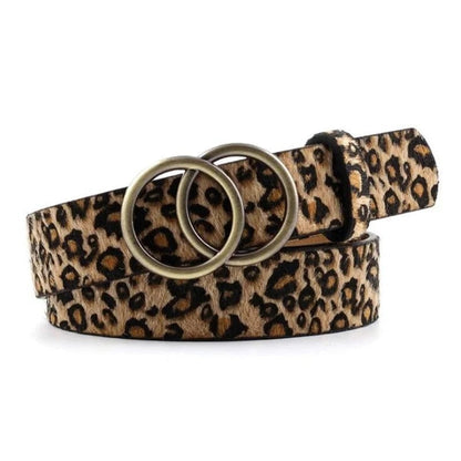 Eleganza Italiana Double Ring Belts for Women Girls Fashion Leopard Waist Belt PU Metal Buckle Heart Pin Belt Leisure Dress Jeans Wild Waistband Streetwear high fashion shein amazon temu target Walmart online