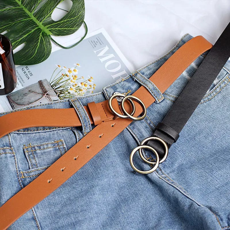 Eleganza Italiana Double Ring Belts for Women Girls Fashion Leopard Waist Belt PU Metal Buckle Heart Pin Belt Leisure Dress Jeans Wild Waistband Streetwear high fashion shein amazon temu target Walmart online