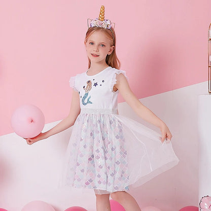 Eleganza Italiana DXTON Girls Sleeveless Summer Dress Kids Mermaid Sequined Princess Tulle Dresses Girls Birthday Party Dress Children Clothing Streetwear high fashion shein amazon temu target Walmart online