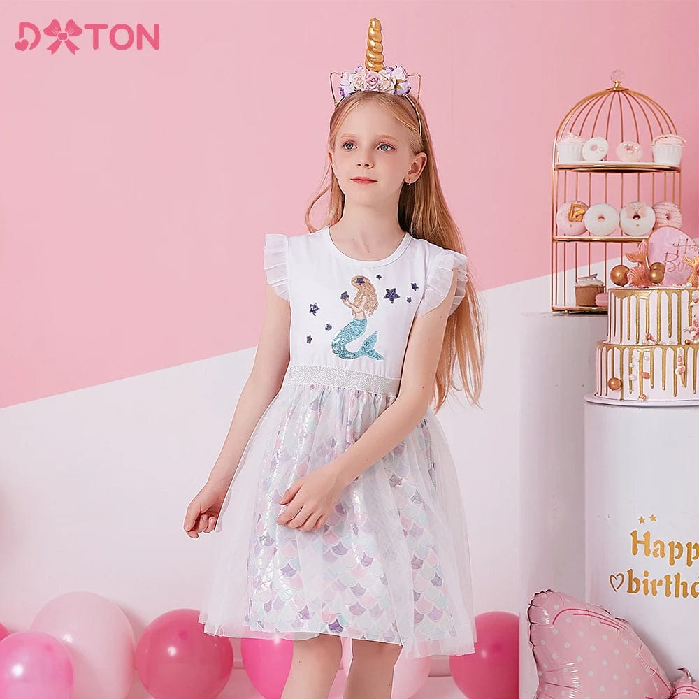 Eleganza Italiana DXTON Girls Sleeveless Summer Dress Kids Mermaid Sequined Princess Tulle Dresses Girls Birthday Party Dress Children Clothing Streetwear high fashion shein amazon temu target Walmart online