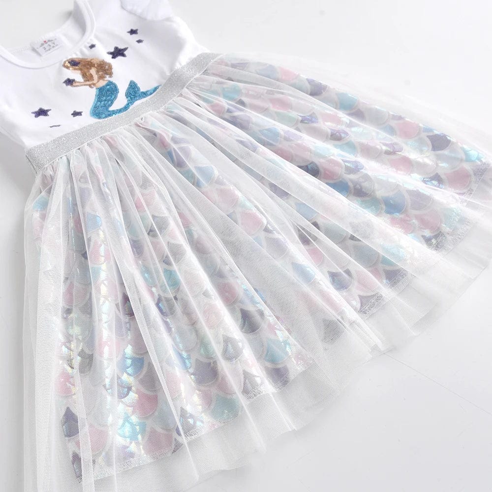 Eleganza Italiana DXTON Girls Sleeveless Summer Dress Kids Mermaid Sequined Princess Tulle Dresses Girls Birthday Party Dress Children Clothing Streetwear high fashion shein amazon temu target Walmart online