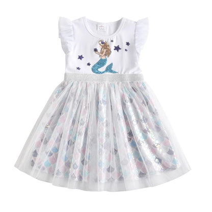 Eleganza Italiana DXTON Girls Sleeveless Summer Dress Kids Mermaid Sequined Princess Tulle Dresses Girls Birthday Party Dress Children Clothing Streetwear high fashion shein amazon temu target Walmart online