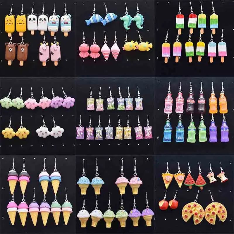 Eleganza Italiana Earring For Women Resin Handmade Cute Animals Ice Cream Drinks Candy Fruits Pissa Drop Earrings Funny Gift Streetwear high fashion shein amazon temu target Walmart online