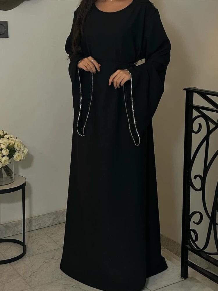 Eleganza Italiana Eid Ramadan Party Dress for Women Muslim Abaya Diamond Flare Sleeve Long Dress Belt Morocco Kaftan Vestidos Dubai Robe Jalabiya Streetwear high fashion shein amazon temu target Walmart online