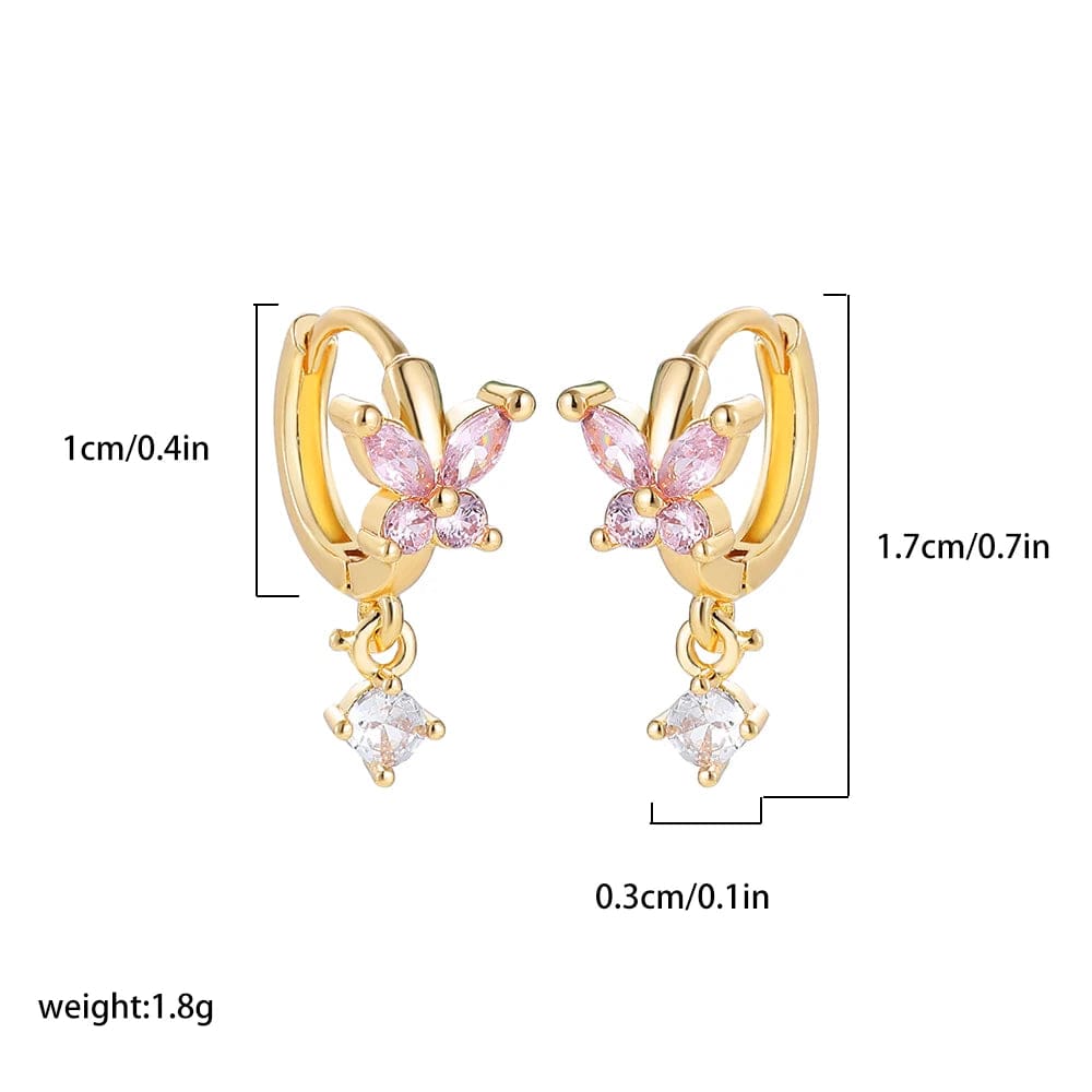 Eleganza Italiana Elegant CZ Zircon Butterfly Ear Buckle Hoop Earrings for Women Gold Plated Crystal Eardrop Cartilage Piercing Jewelry Party Gift Streetwear high fashion shein amazon temu target Walmart online