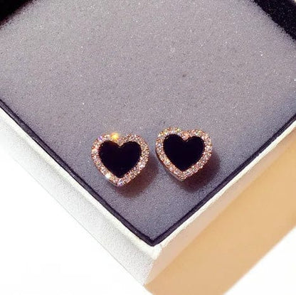 Eleganza Italiana Engagement Enamel Heart Stud Earrings for Women Girls Summer jewelry Black Earring Wedding Gifts Streetwear high fashion shein amazon temu target Walmart online