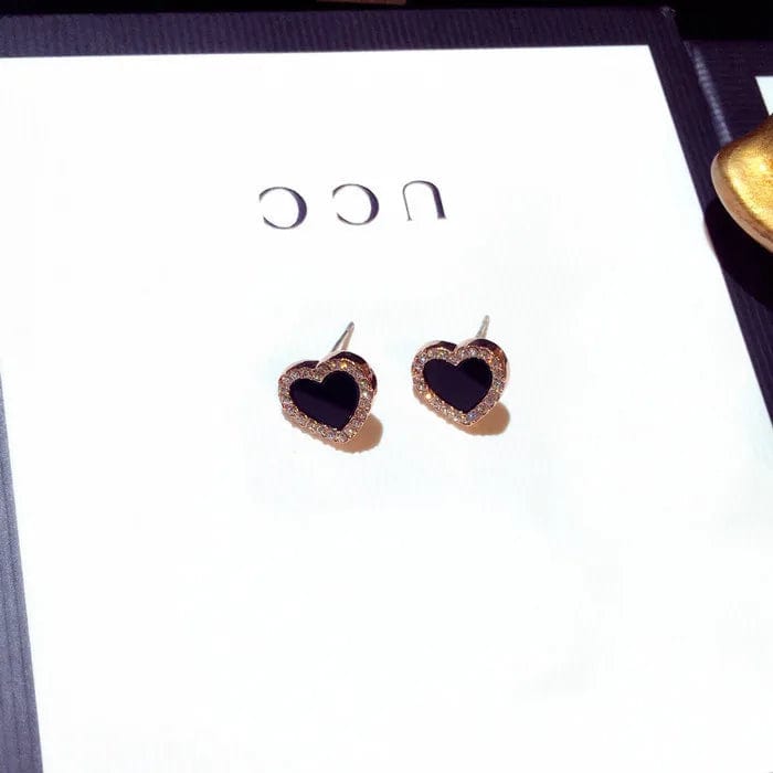 Eleganza Italiana Engagement Enamel Heart Stud Earrings for Women Girls Summer jewelry Black Earring Wedding Gifts Streetwear high fashion shein amazon temu target Walmart online