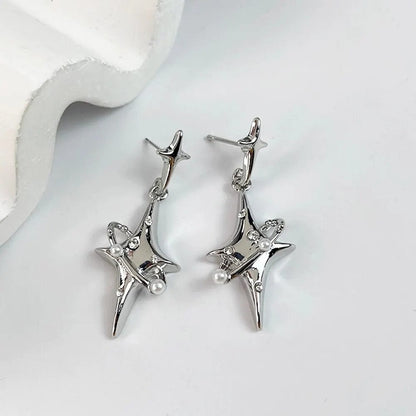 Eleganza Italiana Exquisite Star Pearl Drop Dangle Earrings High Quality Women Unique Simple 925 Silver Plated Earring Jewelry Streetwear high fashion shein amazon temu target Walmart online