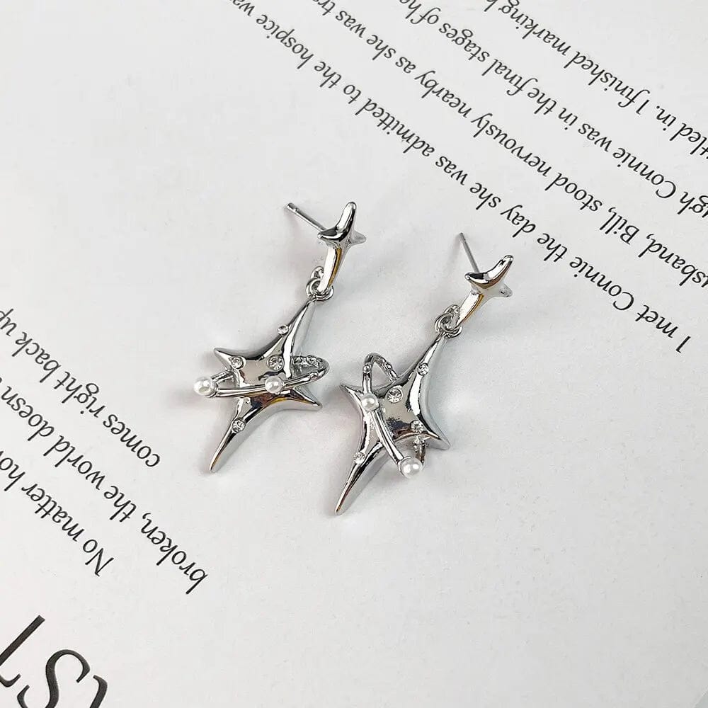 Eleganza Italiana Exquisite Star Pearl Drop Dangle Earrings High Quality Women Unique Simple 925 Silver Plated Earring Jewelry Streetwear high fashion shein amazon temu target Walmart online