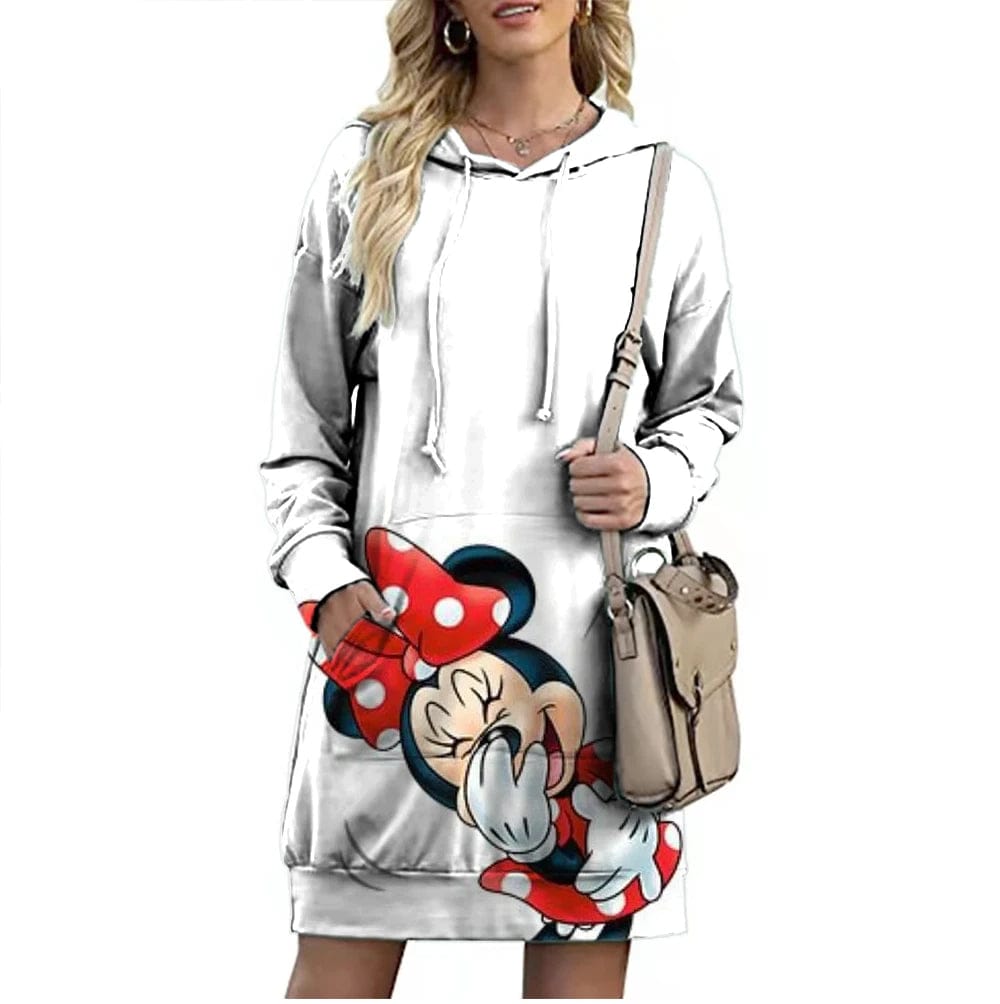 Eleganza Italiana Fall Elegant Disney Brand Mickey and Minnie Cartoon 3D Printed Fashion Casual Ladies Boho Loose Lengthened Hoodie Y2K Streetwear high fashion shein amazon temu target Walmart online