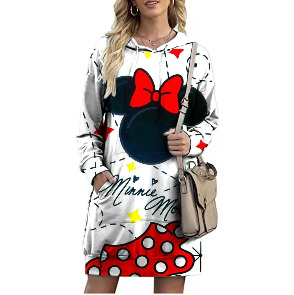 Eleganza Italiana Fall Elegant Disney Brand Mickey and Minnie Cartoon 3D Printed Fashion Casual Ladies Boho Loose Lengthened Hoodie Y2K Streetwear high fashion shein amazon temu target Walmart online