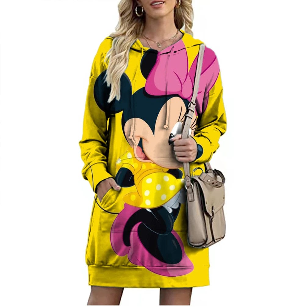 Eleganza Italiana Fall Elegant Disney Brand Mickey and Minnie Cartoon 3D Printed Fashion Casual Ladies Boho Loose Lengthened Hoodie Y2K Streetwear high fashion shein amazon temu target Walmart online