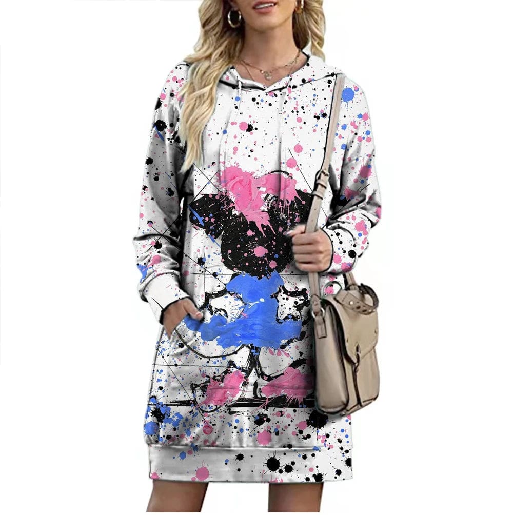 Eleganza Italiana Fall Elegant Disney Brand Mickey and Minnie Cartoon 3D Printed Fashion Casual Ladies Boho Loose Lengthened Hoodie Y2K Streetwear high fashion shein amazon temu target Walmart online