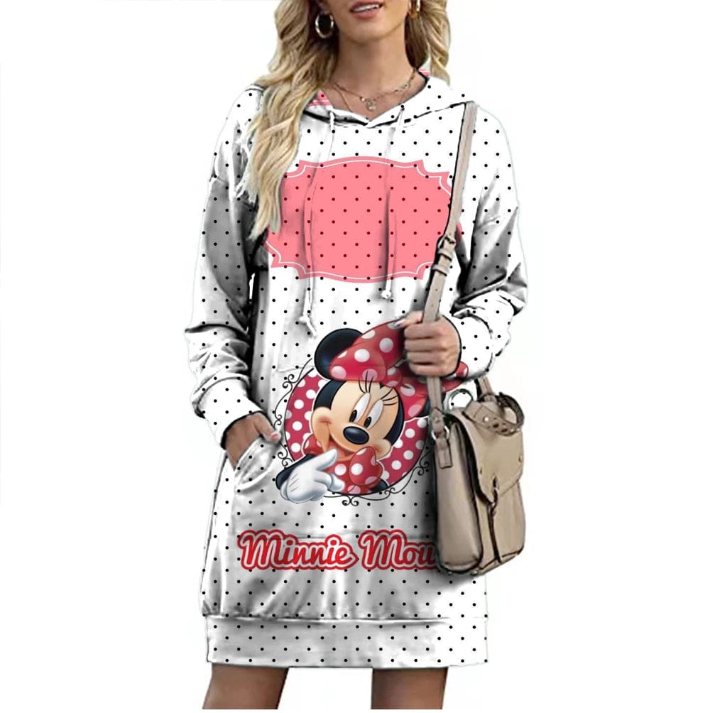 Eleganza Italiana Fall Elegant Disney Brand Mickey and Minnie Cartoon 3D Printed Fashion Casual Ladies Boho Loose Lengthened Hoodie Y2K Streetwear high fashion shein amazon temu target Walmart online