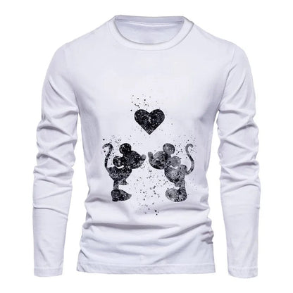 Eleganza Italiana Fall New Harajuku Streetwear Disney Brand Stitch and Mickey Anime Fashion Casual Trend Men&