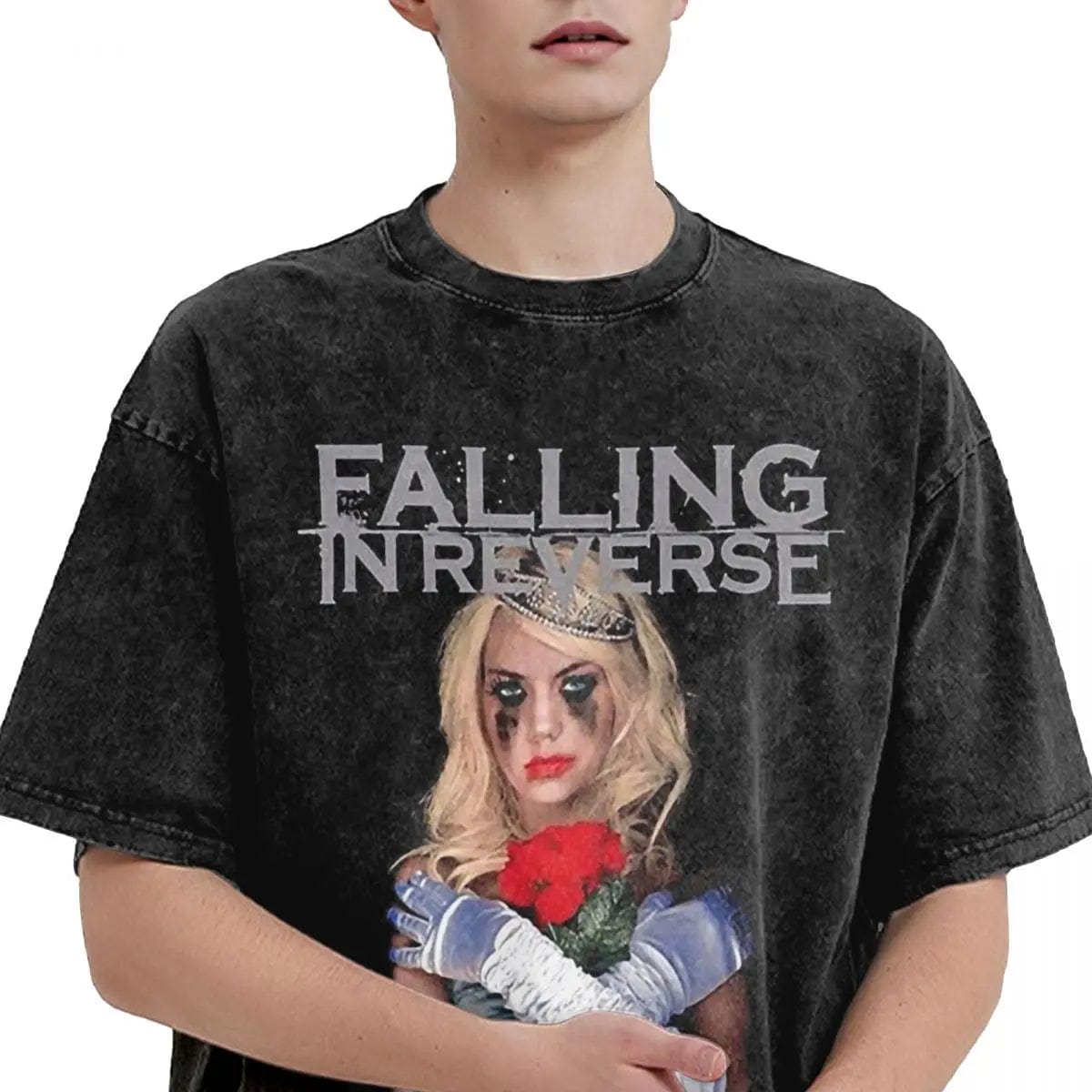 Eleganza Italiana Falling In Reverse Classic Washed T Shirt Mens Y2K Funny Cotton T Shirts Summer Crewneck Fashion Tee Shirt Custom Plus Size Tops Streetwear high fashion shein amazon temu target Walmart online