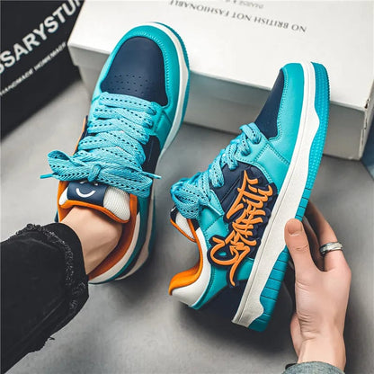 Eleganza Italiana Fashion Blue Designer Skateboard Shoes Men Streetwear Hip hop Sneakers Men Luxury Platform Skateboard Sneakers Men basket homme Streetwear high fashion shein amazon temu target Walmart online