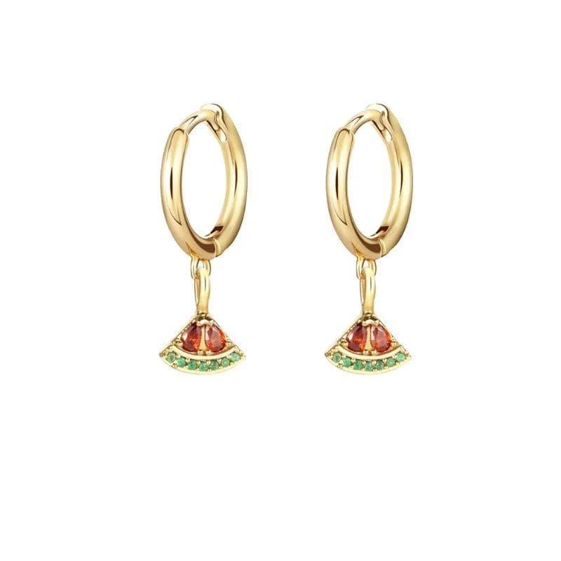 Eleganza Italiana Fashion Cubic Zirconia Fruit Small Hoop Earrings for Women Stainless Steel Cherry Cartilage Piercing Earrings 2022 Trend Jewelry Streetwear high fashion shein amazon temu target Walmart online