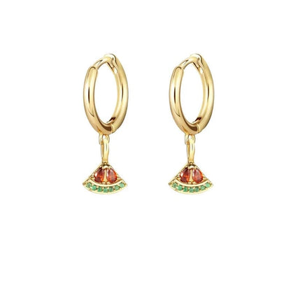 Eleganza Italiana Fashion Cubic Zirconia Fruit Small Hoop Earrings for Women Stainless Steel Cherry Cartilage Piercing Earrings 2022 Trend Jewelry Streetwear high fashion shein amazon temu target Walmart online