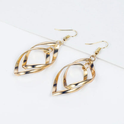 Eleganza Italiana Fashion Double Swirl Loop Hollow Drop Earrings For Women Long Wave Dangle Earrings High Quality Hanging Earrings Female Jewelry Streetwear high fashion shein amazon temu target Walmart online