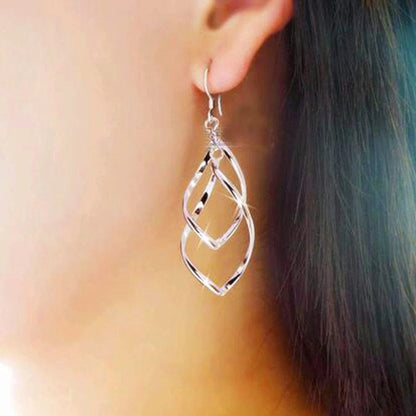 Eleganza Italiana Fashion Double Swirl Loop Hollow Drop Earrings For Women Long Wave Dangle Earrings High Quality Hanging Earrings Female Jewelry Streetwear high fashion shein amazon temu target Walmart online