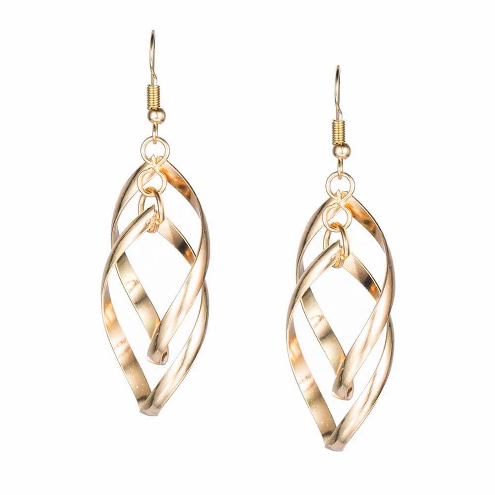 Eleganza Italiana Fashion Double Swirl Loop Hollow Drop Earrings For Women Long Wave Dangle Earrings High Quality Hanging Earrings Female Jewelry Streetwear high fashion shein amazon temu target Walmart online