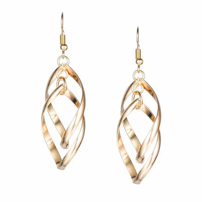 Eleganza Italiana Fashion Double Swirl Loop Hollow Drop Earrings For Women Long Wave Dangle Earrings High Quality Hanging Earrings Female Jewelry Streetwear high fashion shein amazon temu target Walmart online