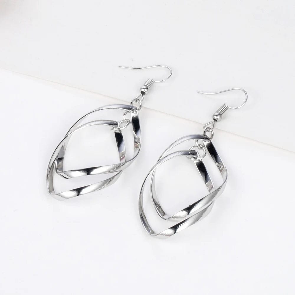 Eleganza Italiana Fashion Double Swirl Loop Hollow Drop Earrings For Women Long Wave Dangle Earrings High Quality Hanging Earrings Female Jewelry Streetwear high fashion shein amazon temu target Walmart online