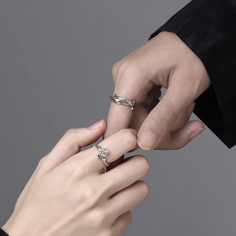 Eleganza Italiana Fashion Goth Double Layer Rose Couple Rings for Men Women Retro Opening Stainless Steel Thorns Punk Finger Ring Jewelry Y2k Gift Streetwear high fashion shein amazon temu target Walmart online