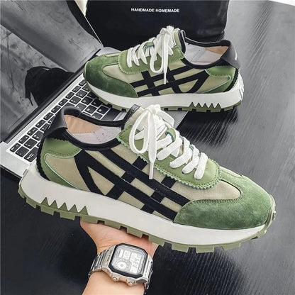 Eleganza Italiana Fashion Green Casual Sneakers Male Comfort Breathable Mens Chunky Platform Sneakers Designer Sports Shoes Men Streetwear Shoes Streetwear high fashion shein amazon temu target Walmart online