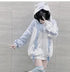 Eleganza Italiana Fashion Japanese Y2k Sweatshirt Kawaii Jacket Harajuku Blue Detachable Sleeve Zip-Up Cutecore Jacket Loose 2000s Style Hoodies Streetwear high fashion shein amazon temu target Walmart online