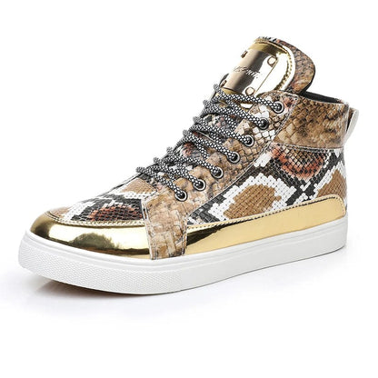 Eleganza Italiana Fashion Silver Crocodile Skateboard Sneakers Men Mirrors Designer Mens Luxury Shoes Streetwear High Top Zip Men&