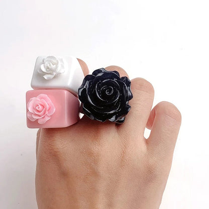 Eleganza Italiana Fashion Strawberry Cherry Heart Geometric Square Resin Acrylic Big Chunky Rings Set for Women Flower Finger Ring Y2K Jewelry Streetwear high fashion shein amazon temu target Walmart online