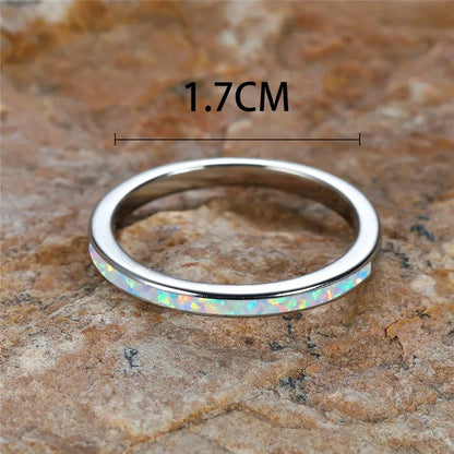 Eleganza Italiana Female Charm White Fire Opal Stone Rings Silver Color Wedding Jewelry For Women Streetwear high fashion shein amazon temu target Walmart online