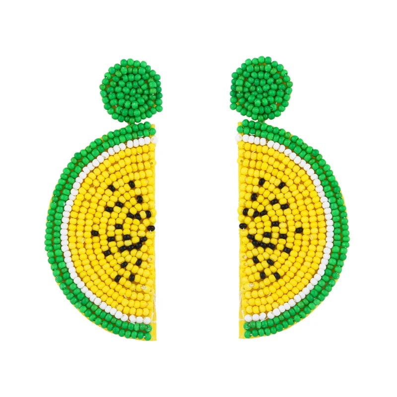 Eleganza Italiana FLOLA Handmade Beaded Watermelon Earrings Trendy Fruit Boho Beaded Earrings Women Bohemian Summer Beach Jewelry ersq55 Streetwear high fashion shein amazon temu target Walmart online