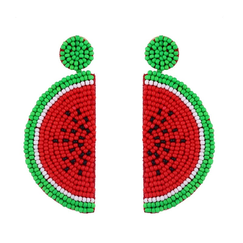 Eleganza Italiana FLOLA Handmade Beaded Watermelon Earrings Trendy Fruit Boho Beaded Earrings Women Bohemian Summer Beach Jewelry ersq55 Streetwear high fashion shein amazon temu target Walmart online