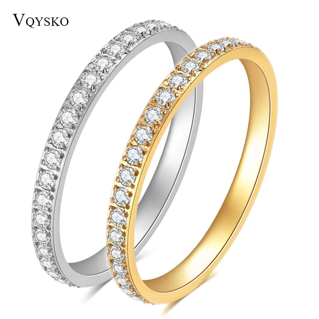 Eleganza Italiana Full Small CZ Zircon Channel Setting Stainless Steel Engagement Rings for Women Streetwear high fashion shein amazon temu target Walmart online