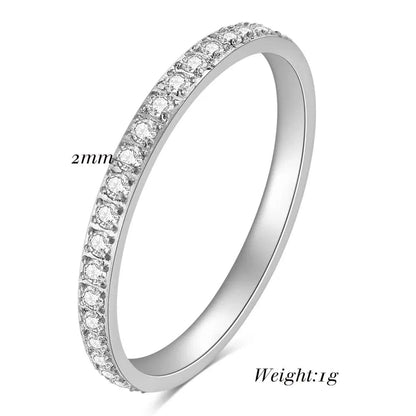 Eleganza Italiana Full Small CZ Zircon Channel Setting Stainless Steel Engagement Rings for Women Streetwear high fashion shein amazon temu target Walmart online