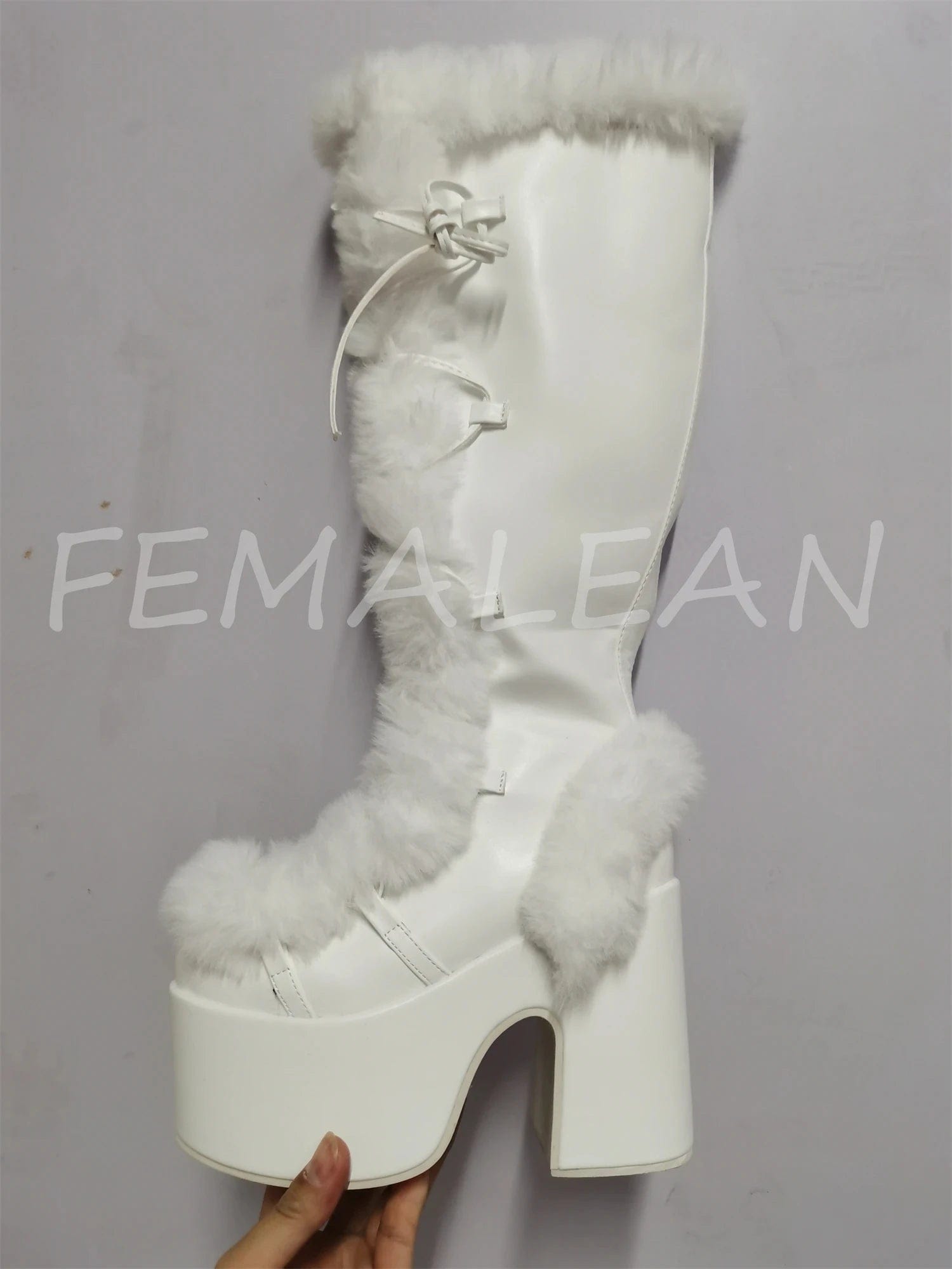 Eleganza Italiana Fur Boots Lolita Y2k Demon Goth Round Head Chunky 39 High Heels White Black Winter Platform Ladies Shoes On Offer Streetwear high fashion shein amazon temu target Walmart online