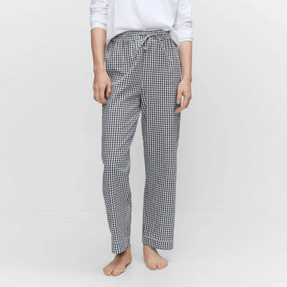 Eleganza Italiana Gaono Plaid Long Pants Women Y2k Wide Leg Drawstring Striped Lounge Pants Gingham Plaid High Waist Pajama Trousers Streetwear high fashion shein amazon temu target Walmart online